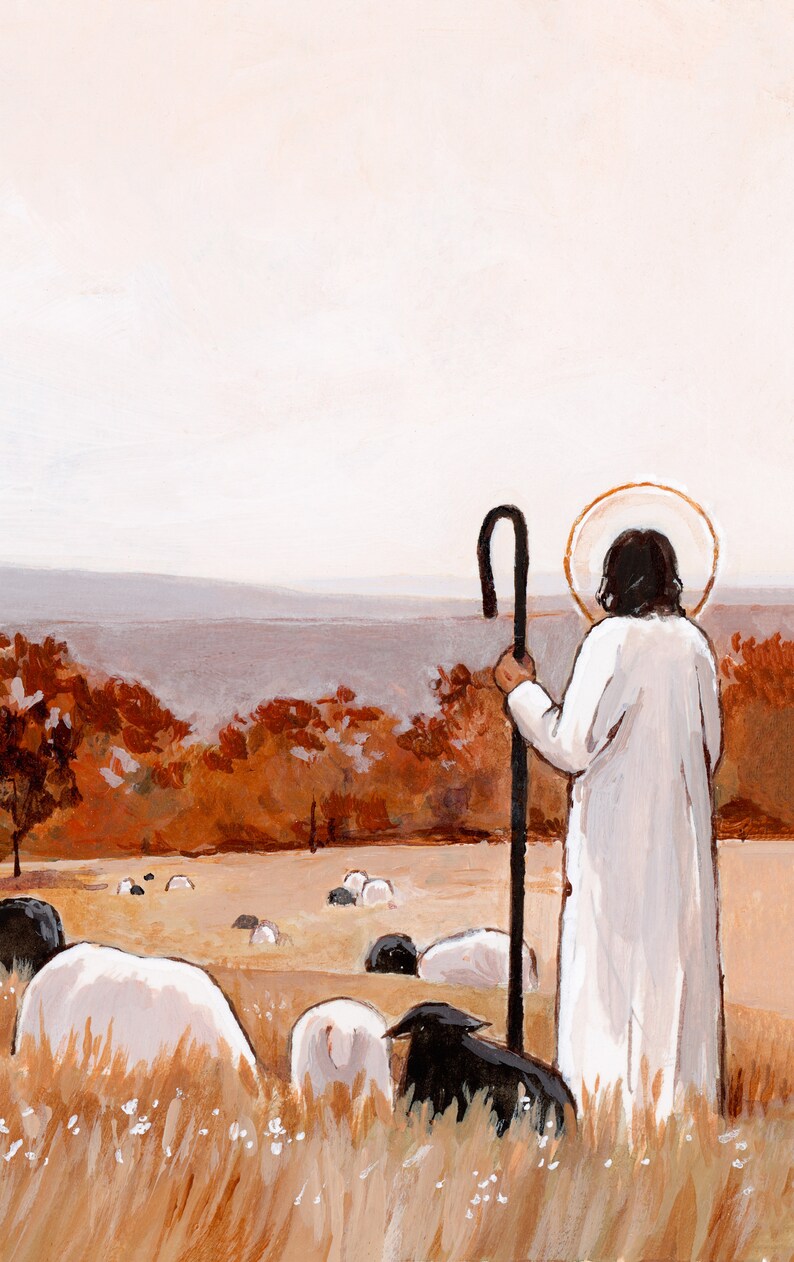 Shepherd In Robe The Good Shepherd Art Print: Jesus Christ and Sheep - Etsy