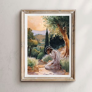 Sorrow In The Garden, Agony In The Garden, Gethsemane, Garden of Gethsemane, Jesus Christ Art, Jesus Christ Artwork, Easter, Easter art,