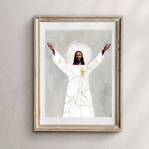 Broken For Us, Kintsugi Christ, Jesus Christ Wall Art, Jesus Christ Art, Jesus Christ Art Print, Jesus Christ Painting, Jesus Christ Picture