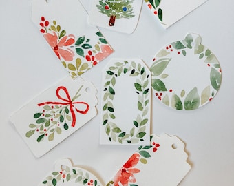 Downloadable Watercolor Gift Tags, Christmas Gift Tags, Christmas Wrapping, Gift Tags