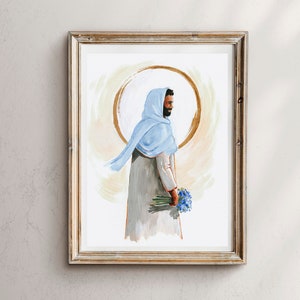 Vergissmeinnicht, Jesus Christus Kunst, Jesus Christus Kunstwerk, Jesus Christus Kunstdruck, Jesus Christus, christliche Kunst, religiöser Druck, HLT Kunst