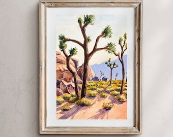 Joshua Tree National Park Watercolor Landscape Art Print