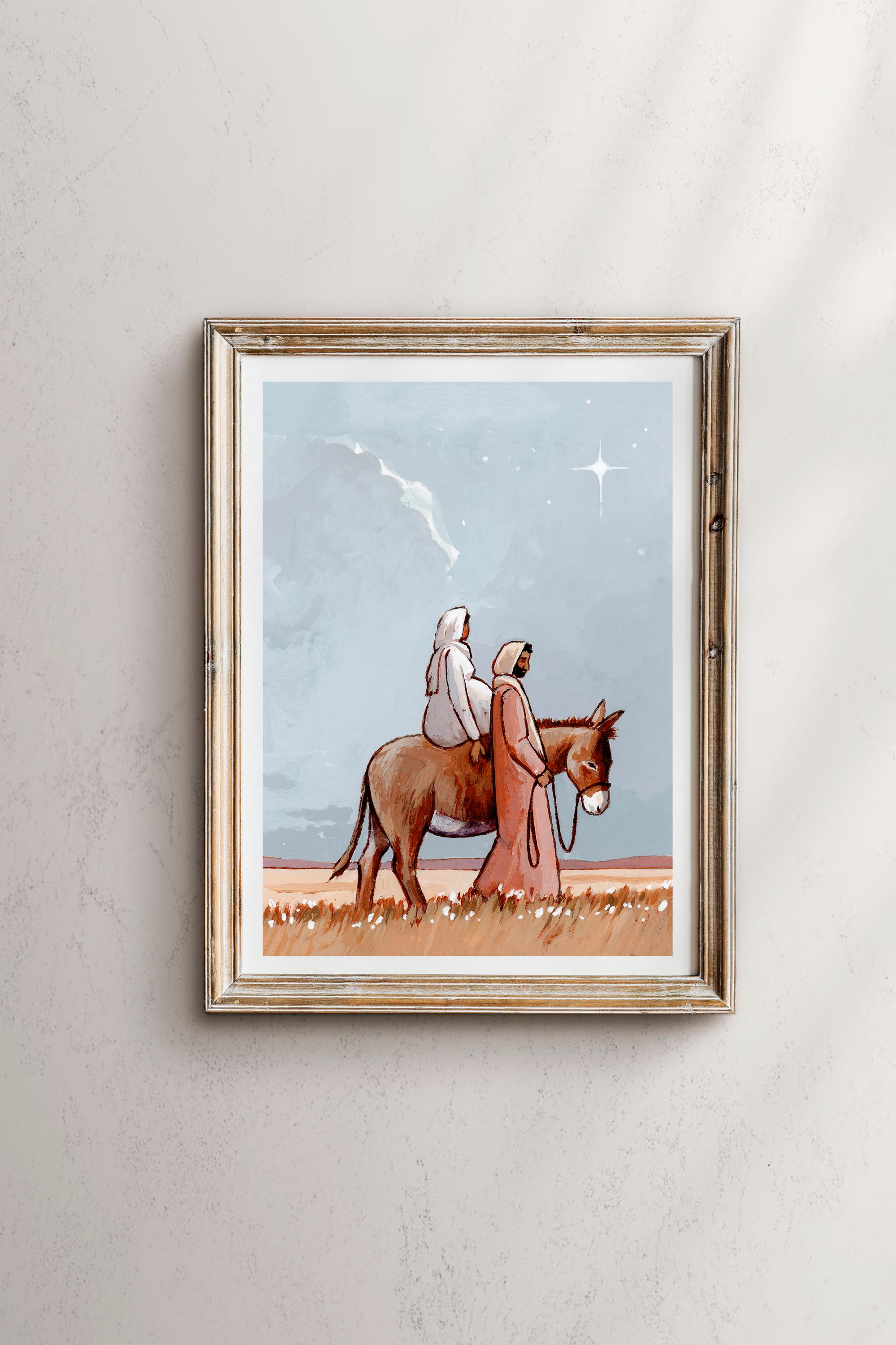 Mary and Joseph, the Journey To Bethlehem, Nativity Art Print, Christmas Nativity, Nativity Art, Nativity Scene, Nativity Painting,Christmas