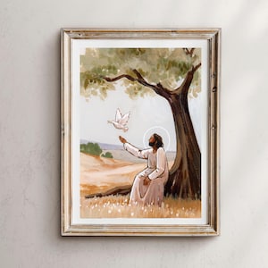 My Peace I Give Unto You, The Prince Of Peace, Jesus and a dove, The Holy Spirit, Jesus Christ Wall Art, Jesus Christ Art, Jesus painting