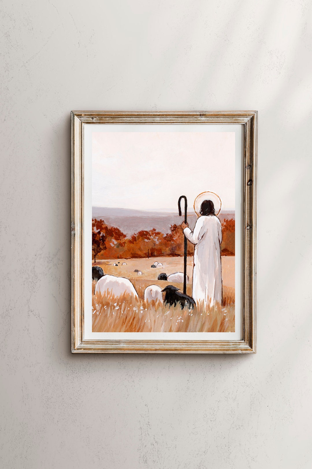 The Good Shepherd Art Print: Jesus Christ and Sheep - Etsy