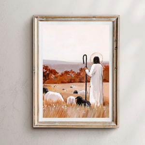 The Good Shepherd, Jesus and His sheep, The Good Shepherd,Jesus Christ Wall Art, Jesus Christ Art,Jesus Art,Jesus Christ Painting,lost sheep