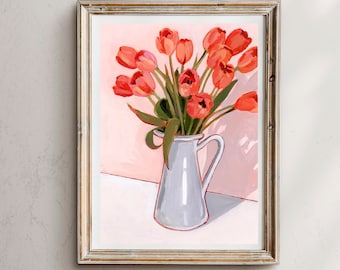 Spring Tulips Art Print: Floral Bouquet in Vase