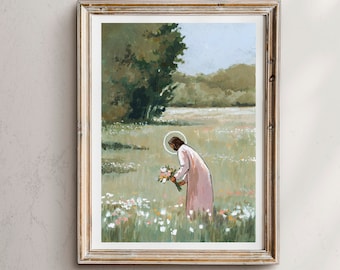 Cristo entre las flores silvestres Impresión: Arte de Jesús, El jardinero