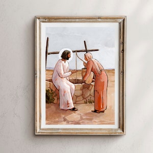A Mulher no Poço, Jesus no poço, mulher samaritana, a água viva, mulher no poço, jesus com a mulher samaritana, João 4