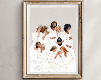 Kintsugi Christ Print: Mothers Art, Jesus Painting