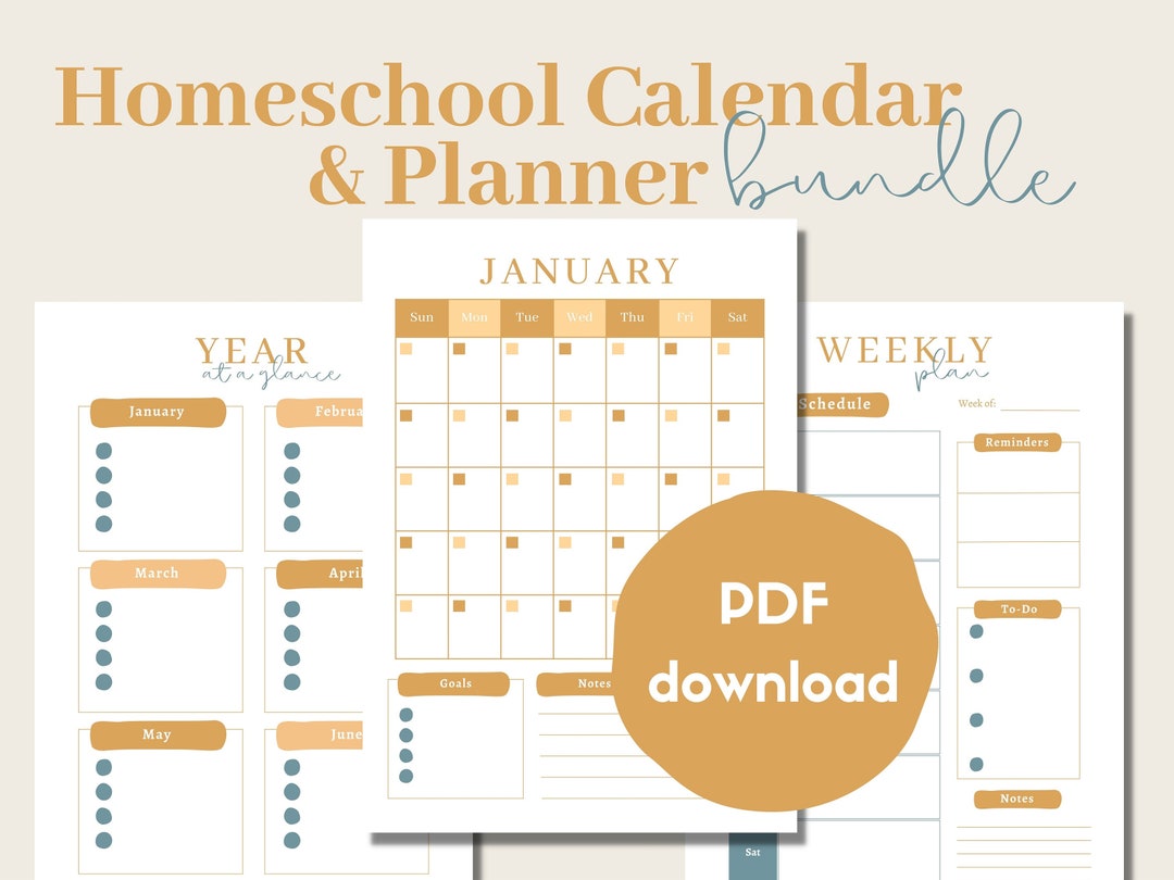 Homeschool Calendar and Planner Template Homeschool - Etsy