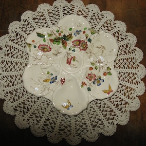 A Beautiful Antique English  &quot;Adderley Ware&quot; Oyster Serving Plate ~ &quot;Floribel Pattern&quot; ~ Majolica/Barbotine ~  Circa 1906 - 1910