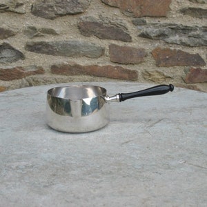 A Very Nice Vintage French Silver Plate Brandy Warming / Pouring Pan With Ebony Handle