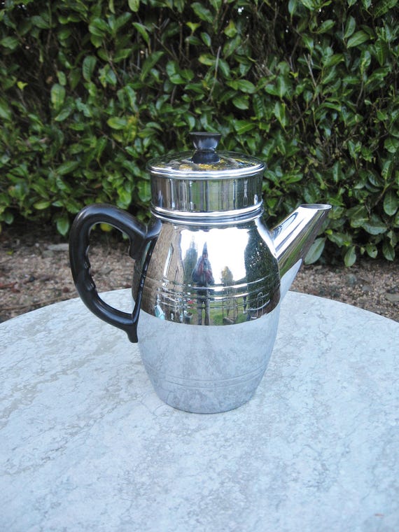 Bakelite handle French Vintage Shabby Chic stainless steel coffee pot and filter Cafetiere Original 1960/'s inox
