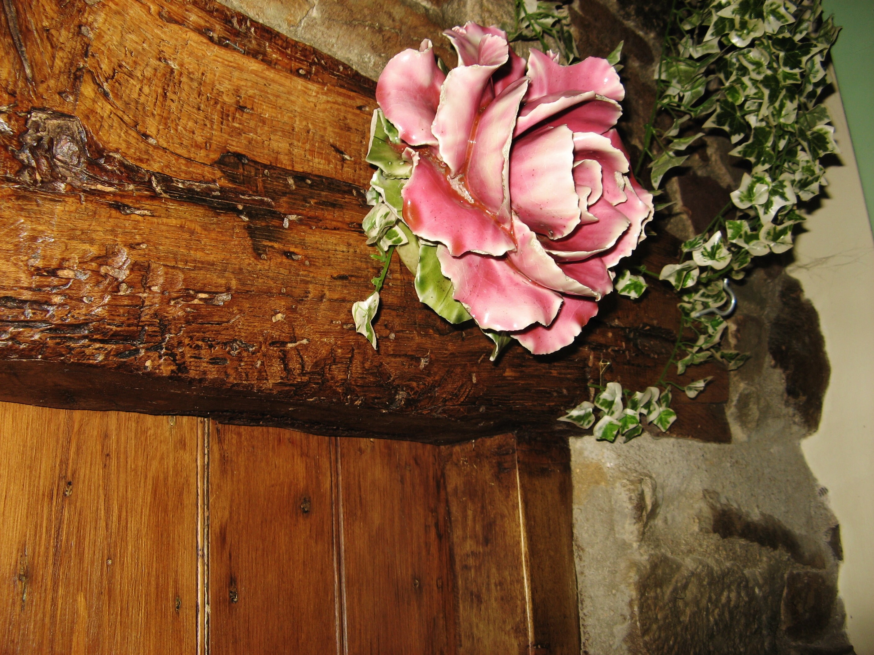 Antique Français Majolica/Porcelaine/Céramique Pierre Tombale Faite à La Main Ornement de Fleur ~ Dé