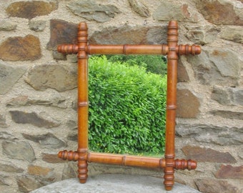 A Very Nice Vintage French Faux Bamboo Mirror In Good Original Condition With The Original Mirror Plate