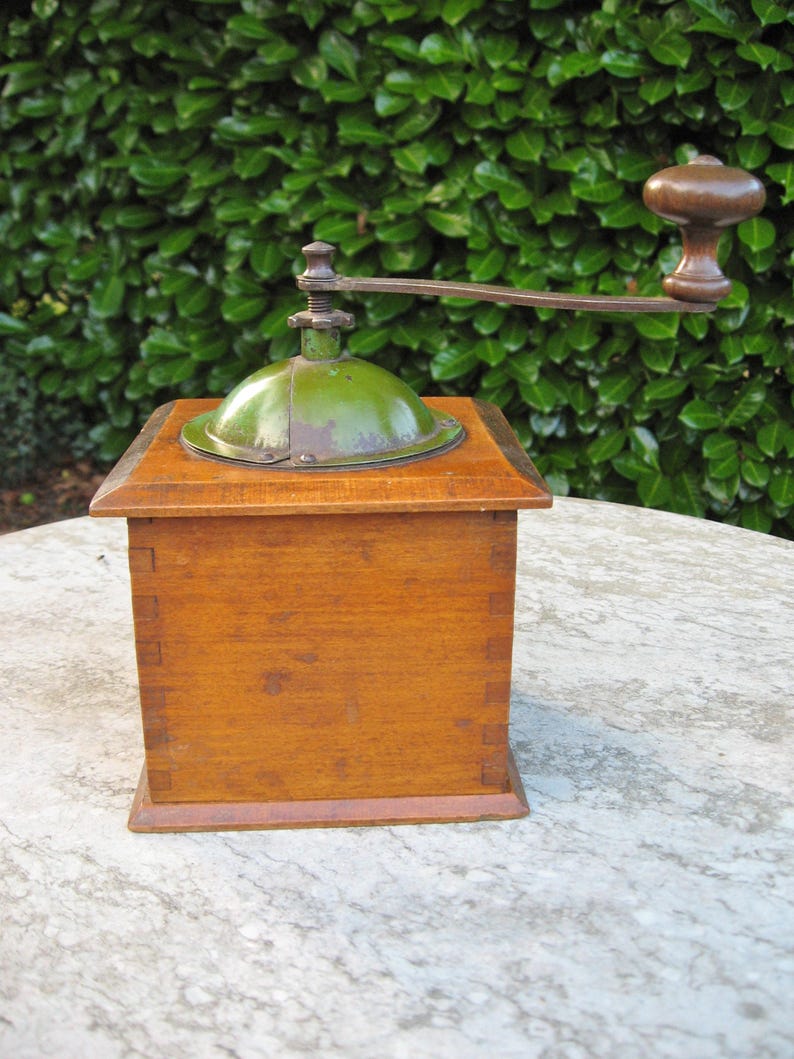 A Very Nice French Wooden Coffee Grinder By Peugeot Freres Good Working Order Great In Country / Farmhouse Kitchen image 5