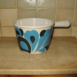 Caquelon à Fondue Vintage LE CREUSET Fonte émaillée Modèle Paon Orange
