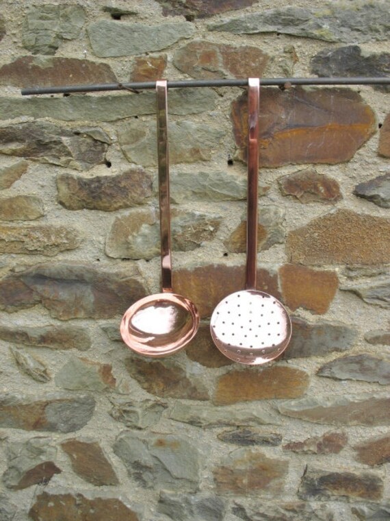 A Beautiful Pair Of Français Copper Confiture/Jam Pan Kitchen Utensils Stamped Gaor Villedieu Great 