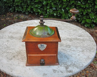 A Very Nice French Wooden Coffee Grinder By Peugeot Freres  Good Working Order  Great In Country / Farmhouse Kitchen