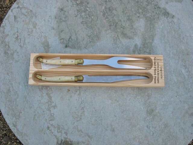 Un Bel Ensemble de Sculpture Couteau et Fourchette Laguiole Français Vintage