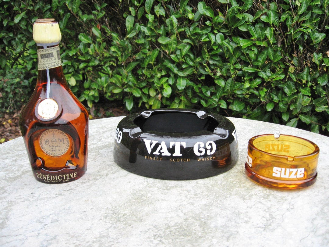 Three Vintage Ashtrays Named Vat 69 Finest Scotch Whiskey Etsy