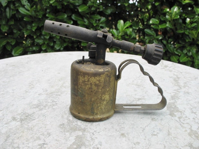A Rare Small Vintage Brass 14 Pint Petrol Blow Torch Blowlamp Stamped Bladon Made in England