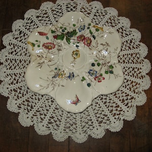 A Beautiful Antique English  "Adderley Ware" Oyster Serving Plate ~ "Floribel Pattern" ~ Majolica/Barbotine ~  Circa 1906 - 1910