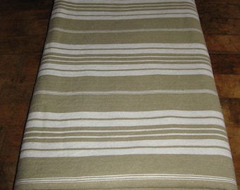 One Piece Of Vintage French Ticking Fabric ~ Olive Green/White Stripes ~ Olive Green Striped French Ticking Fabric