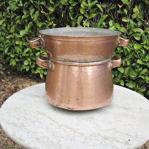 Vintage Handmade Copper Couldron / Cooking Pot And Steamer