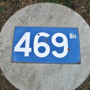 A Good  Vintage French SNCF  Railway Blue And White Enamel Track Side Number  Sign Panel  &quot; 469  Bis&quot;