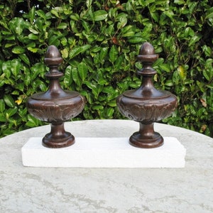 A Vintage Pair Of Very Large French Finials Newel Post / Stair Banister Knobs / Bed Knobs Or Curtain pole Ends