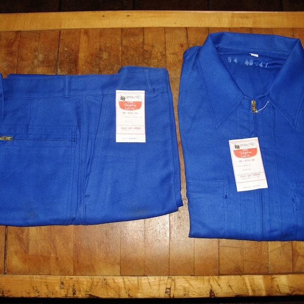 Vintage French "Sapivog" Blue Work Wear Jacket & Trousers ~ Size 54 ~ 100% Cotton ~ Unworn ~ Deadstock