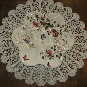 A Beautiful Antique English  &quot;Adderley Ware&quot; Oyster Serving Plate ~ &quot;Floribel Pattern&quot; ~ Majolica/Barbotine ~  Circa 1906 - 1910