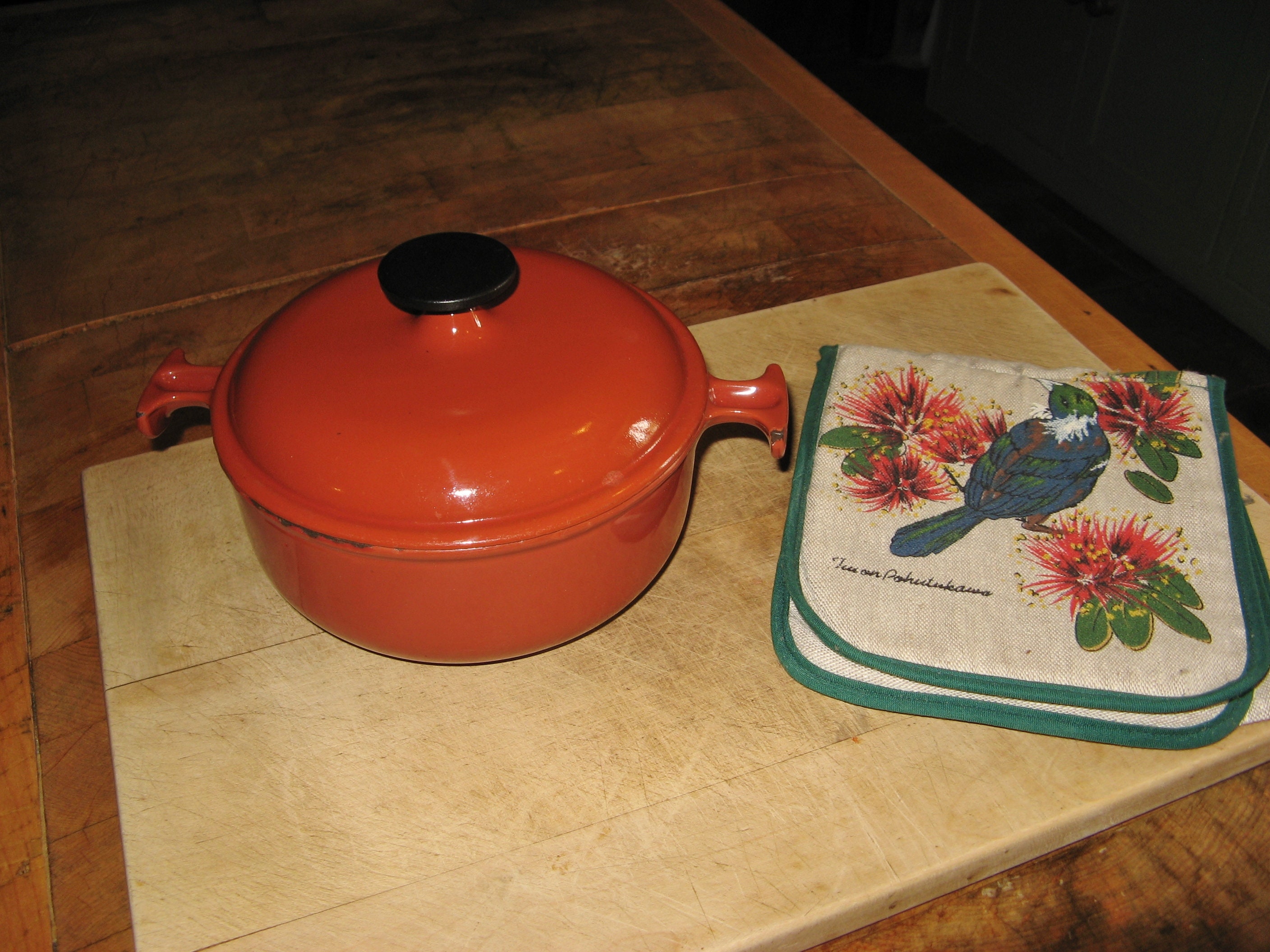 Vintage Français Le Creuset Enzo Mari La Mama Gamme Petite Fonte Ronde Four Hollandais/Casserole ave