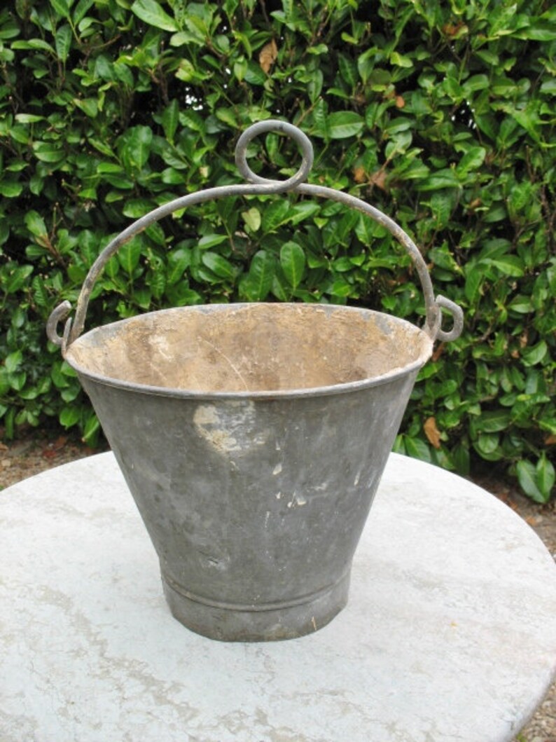 A Nice Old Vintage French Galvanized Metal Well Bucket With Etsy