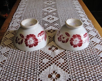 Two Beautiful Large &quot;Sarreguemines&quot; Vintage French Cafe Au Lait Bowls / Coffee Bowls / Breakfast Bowls ~ Faience ~ 1970&#39;s
