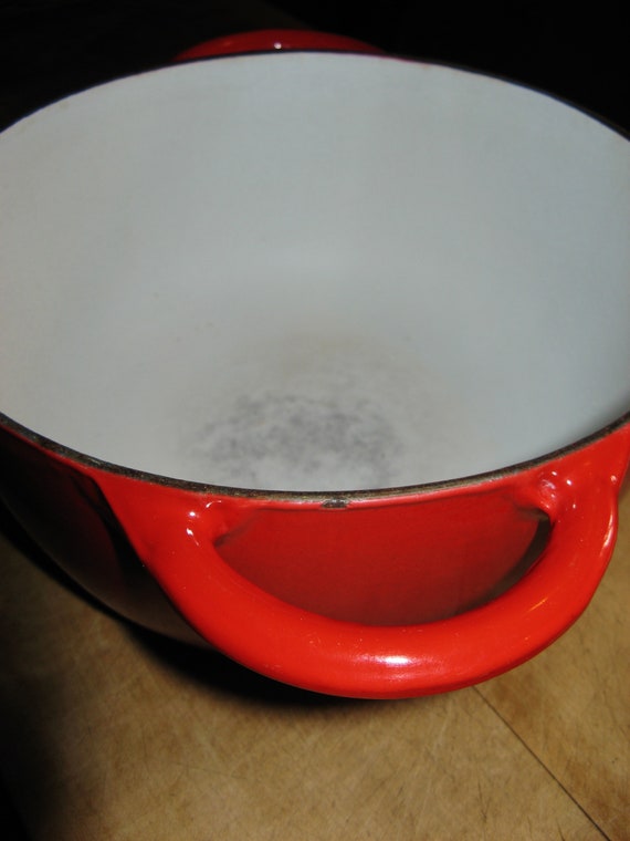 Vintage French Nomar (staub) Two Tone Red Color Enameled Cast Iron