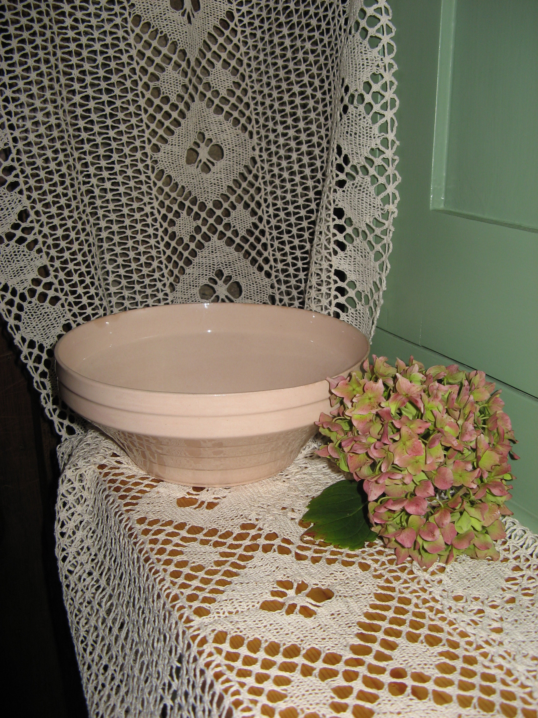 A Beautiful Vintage French Art Deco Porcelain Blush Pink Salad Bowl ~ Ceranord St Armand ~ 1930's