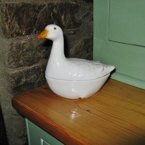 Une faïence peinte à la main française vintage / Majolica Goose Terrine ~ Michel Caugant ~ 1970,s ~ French Country Kitchen