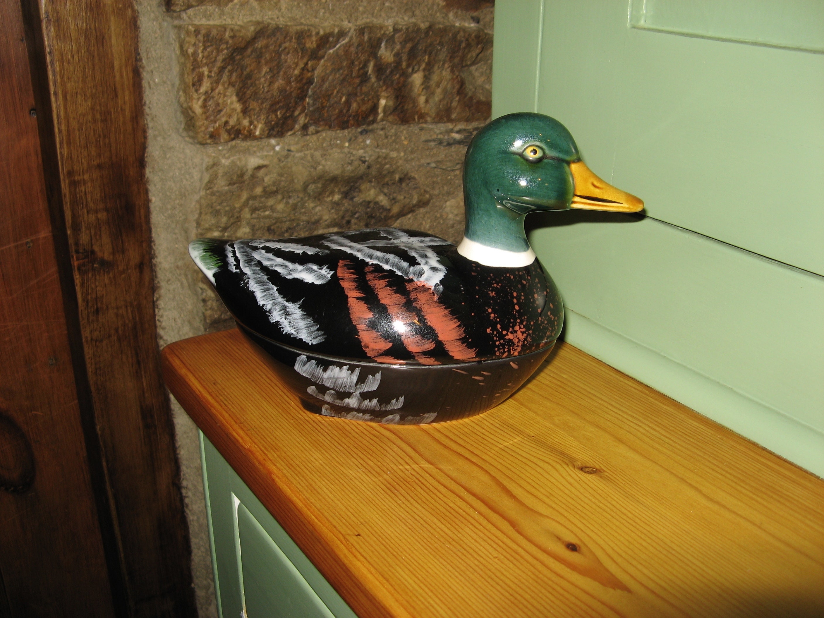 Vintage Français Grand Plat de Terrine Canard en Céramique Par Michel Caugant ~ Great Farmhouse/Coun