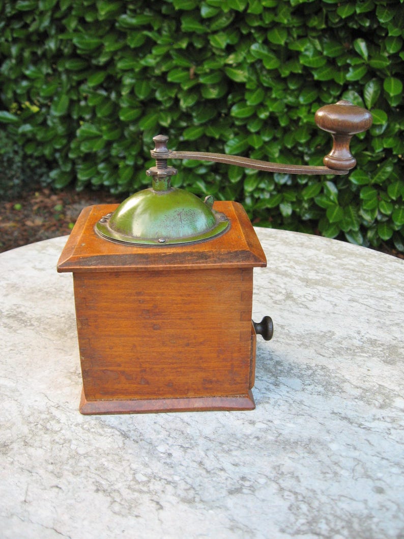 A Very Nice French Wooden Coffee Grinder By Peugeot Freres Good Working Order Great In Country / Farmhouse Kitchen image 6