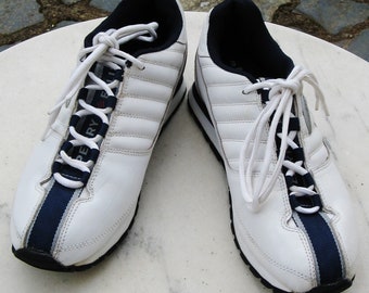 A Good Pair Of Vintage "Perry Ellis America" White Leather Casual Trainer Shoes ~ UK Size 9 ~ USA Size 10 ~ EU Size 44 ~ Pre Worn