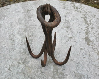 Hand Forged Grappling Hook, Long Grappling Hook, Medieval Reenactment,  Nautical Reenactment 