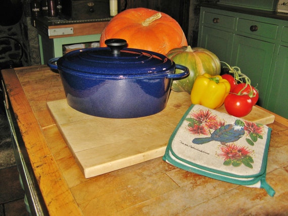 Vintage French Rare Oval Nomar staub Dark Blue Sparkly Color Enameled Cast  Iron Casserole / Dutch Oven Made in France 