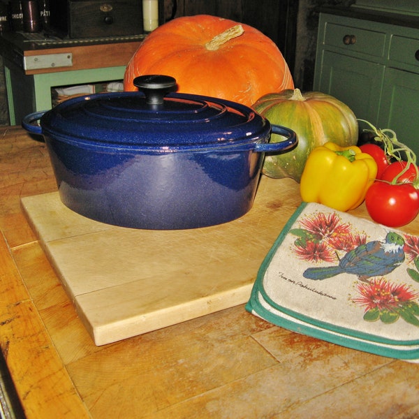 vintage Français Rare Ovale Nomar (Staub) Bleu Foncé Couleur Scintillante Casserole En Fonte Émaillée / Four Hollandais ~ Fabriqué En France