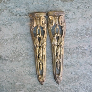 A  Good Pair Of Vintage French Bronze Ormolu Furniture Garniture Mounts Decorations
