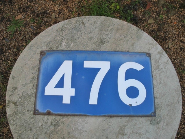 Un Bon Millésime Français Sncf Chemin de Fer Bleu et Blanc Enamel Côté Piste Numéro Panneau 476 