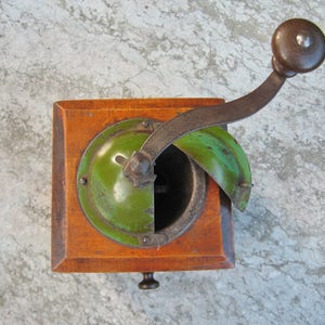 A Very Nice French Wooden Coffee Grinder By Peugeot Freres Good Working Order Great In Country / Farmhouse Kitchen image 2