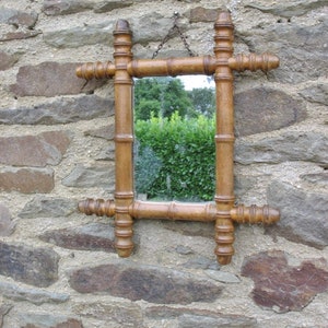 A Very Nice Small  Vintage French Faux Bamboo Mirror In Good Original Condition With Nice Foxing On The Original Mirror Plate